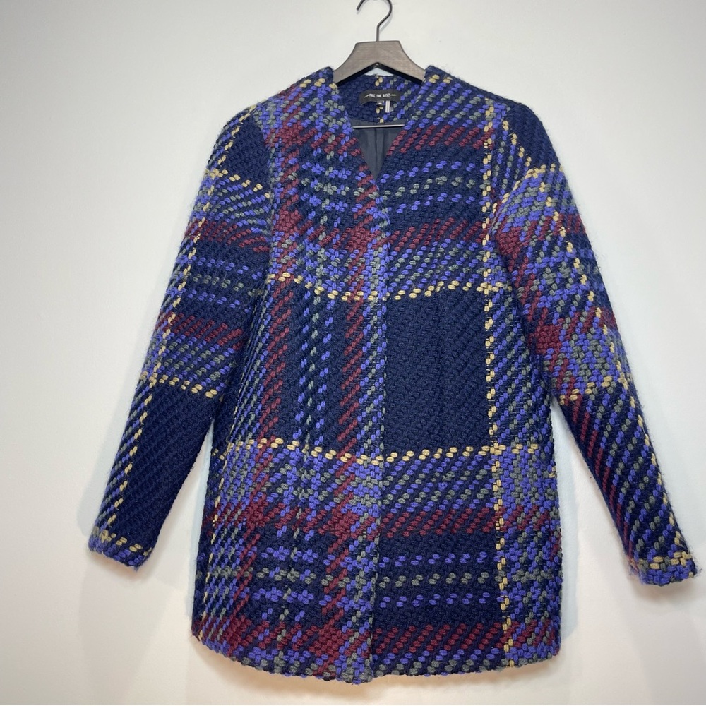 ANTHROPOLOGIE FREE THE ROSES Womens Fletcher Plaid Coat Lined Snap Size XS